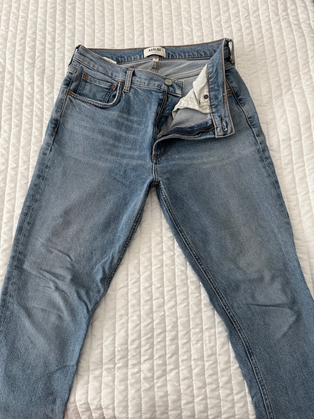 Agolde Medium Blue Straight-Leg Jeans